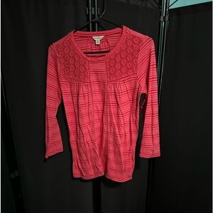 Lucky brand coral striped shirt (M)